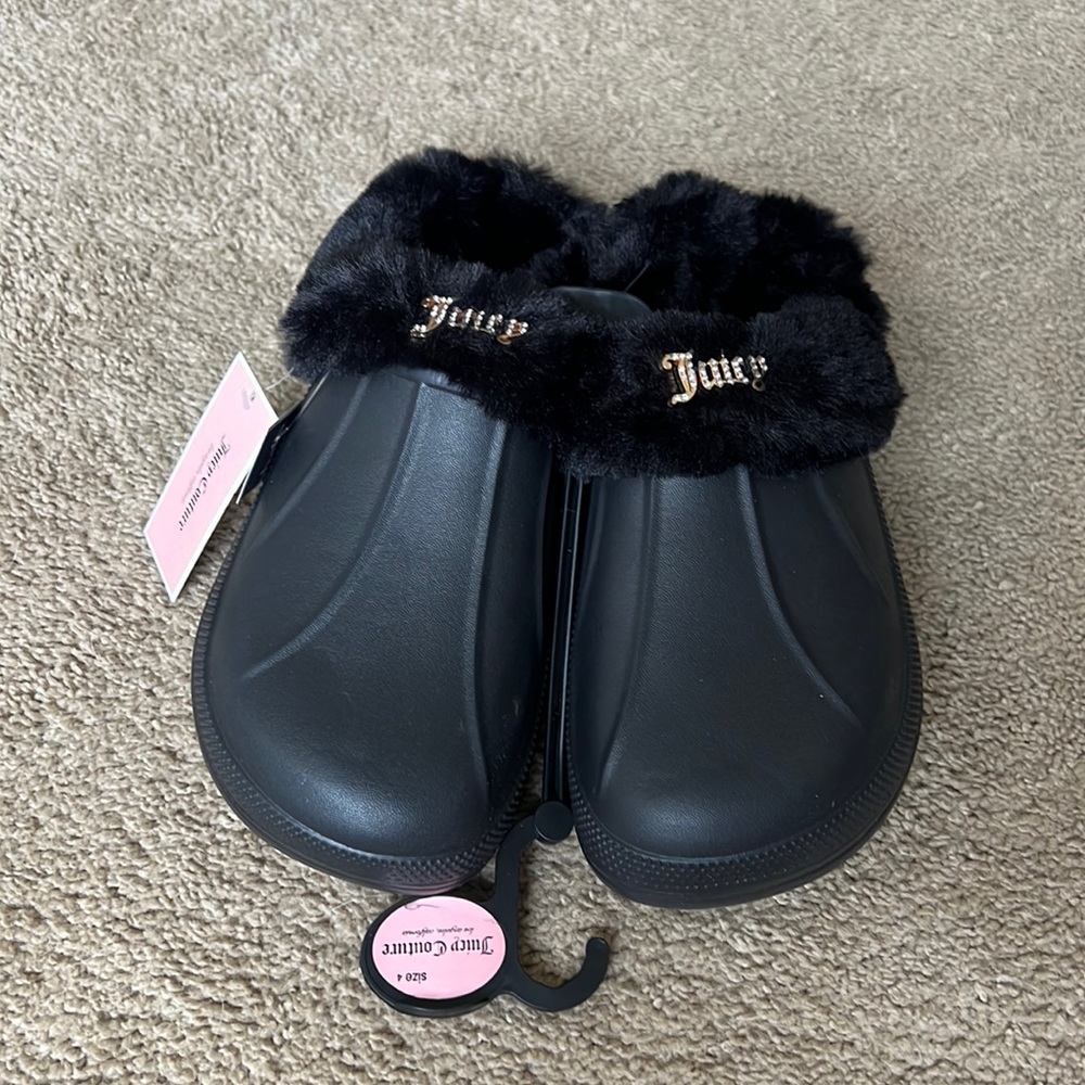 Juicy Couture Fur Lined Clogs with Bling Juicy. Size 4